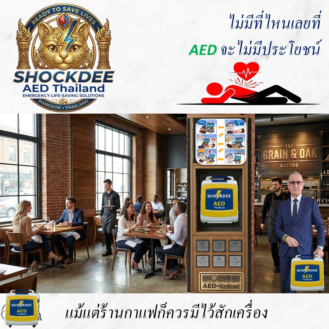 แม้แต่ร้านกาแฟก็ควรมี AED — ไม่มีที่ไหนเลยที่ AED จะไม่มีประโยชน์